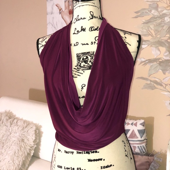 a'gaci Tops - Magenta Purple Drape front halter top a'gaci Tops - Magenta Purple Drape front halter top